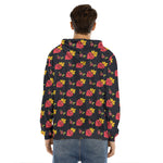 Sacred Heart Pattern Print Men's Velvet Pullover Hoodie