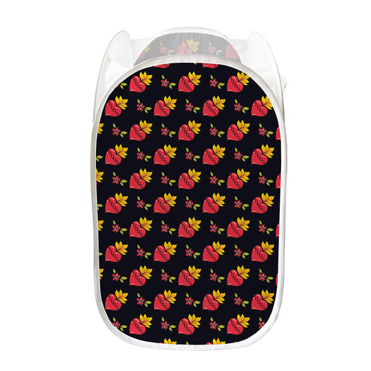 Sacred Heart Pattern Print Mesh Laundry Hamper