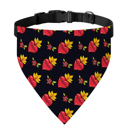 Sacred Heart Pattern Print Over The Collar Dog Bandana