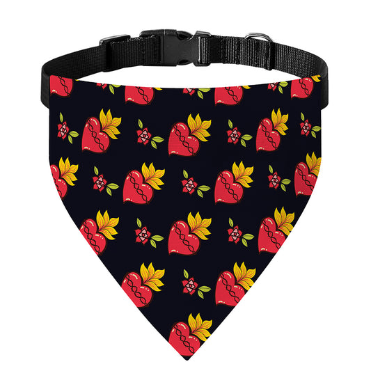 Sacred Heart Pattern Print Over The Collar Dog Bandana