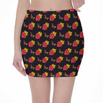 Sacred Heart Pattern Print Pencil Mini Skirt
