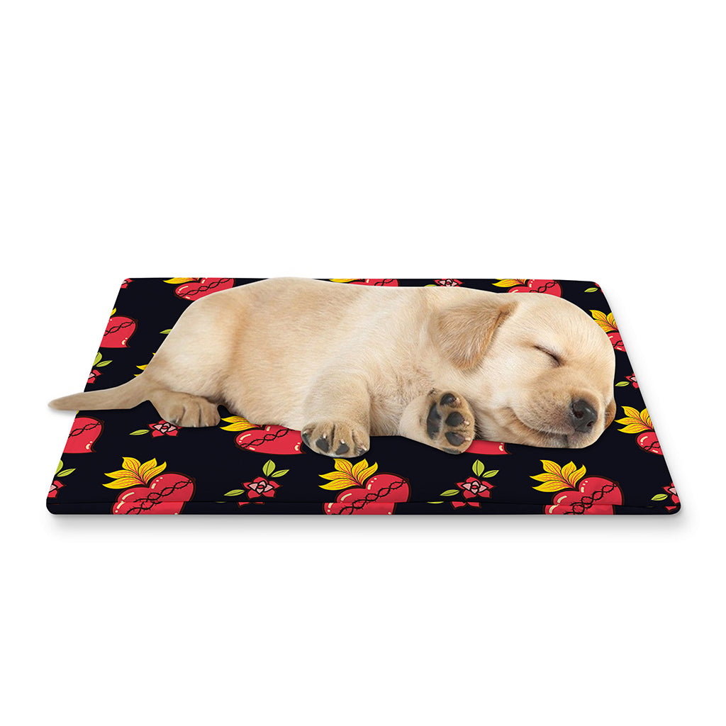 Sacred Heart Pattern Print Pet Cooling Mat Cover