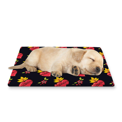 Sacred Heart Pattern Print Pet Cooling Mat Cover