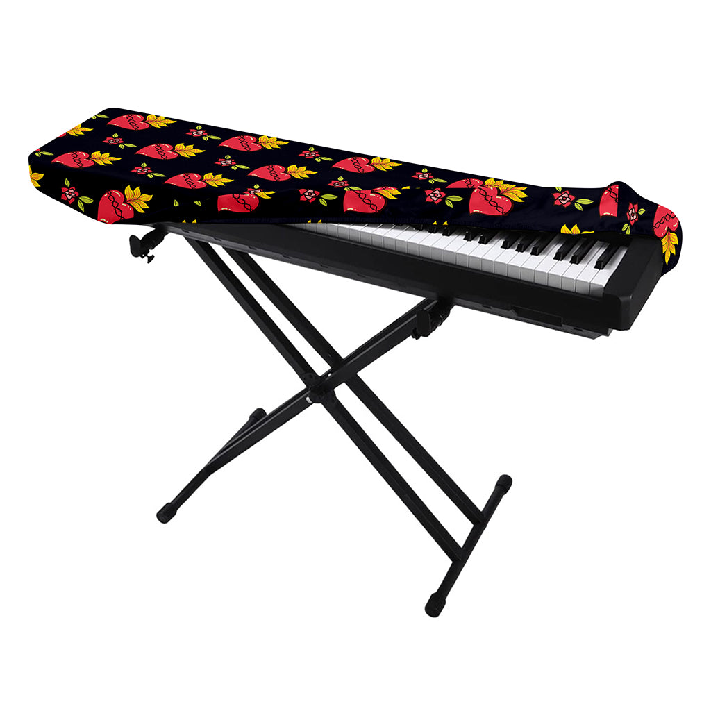 Sacred Heart Pattern Print Piano Keyboard Cover