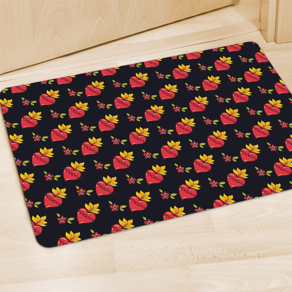Sacred Heart Pattern Print Polyester Doormat