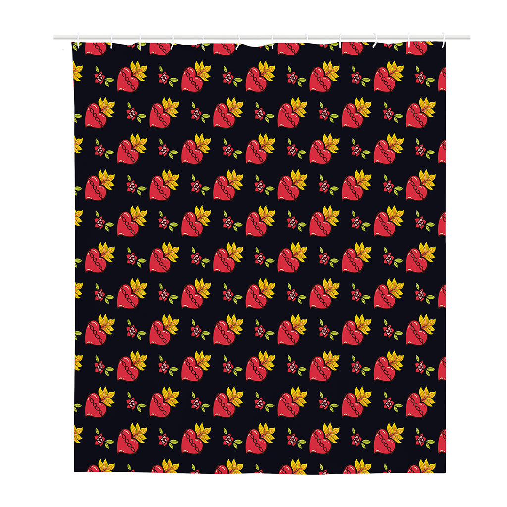 Sacred Heart Pattern Print Polyester Shower Curtain