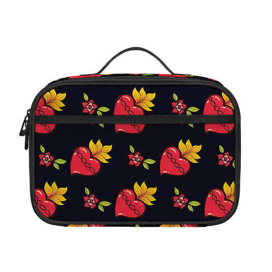 Sacred Heart Pattern Print Portable Lunch Bag