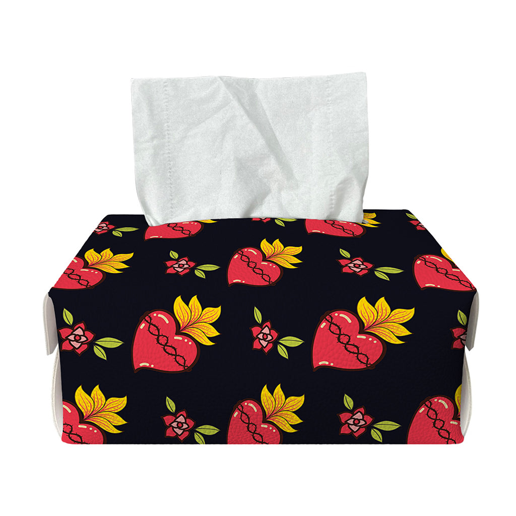 Sacred Heart Pattern Print Rectangle Tissue Box Cover