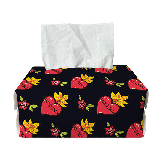 Sacred Heart Pattern Print Rectangle Tissue Box Cover