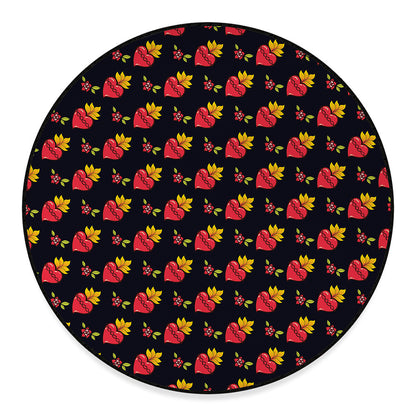 Sacred Heart Pattern Print Round Floor Mat