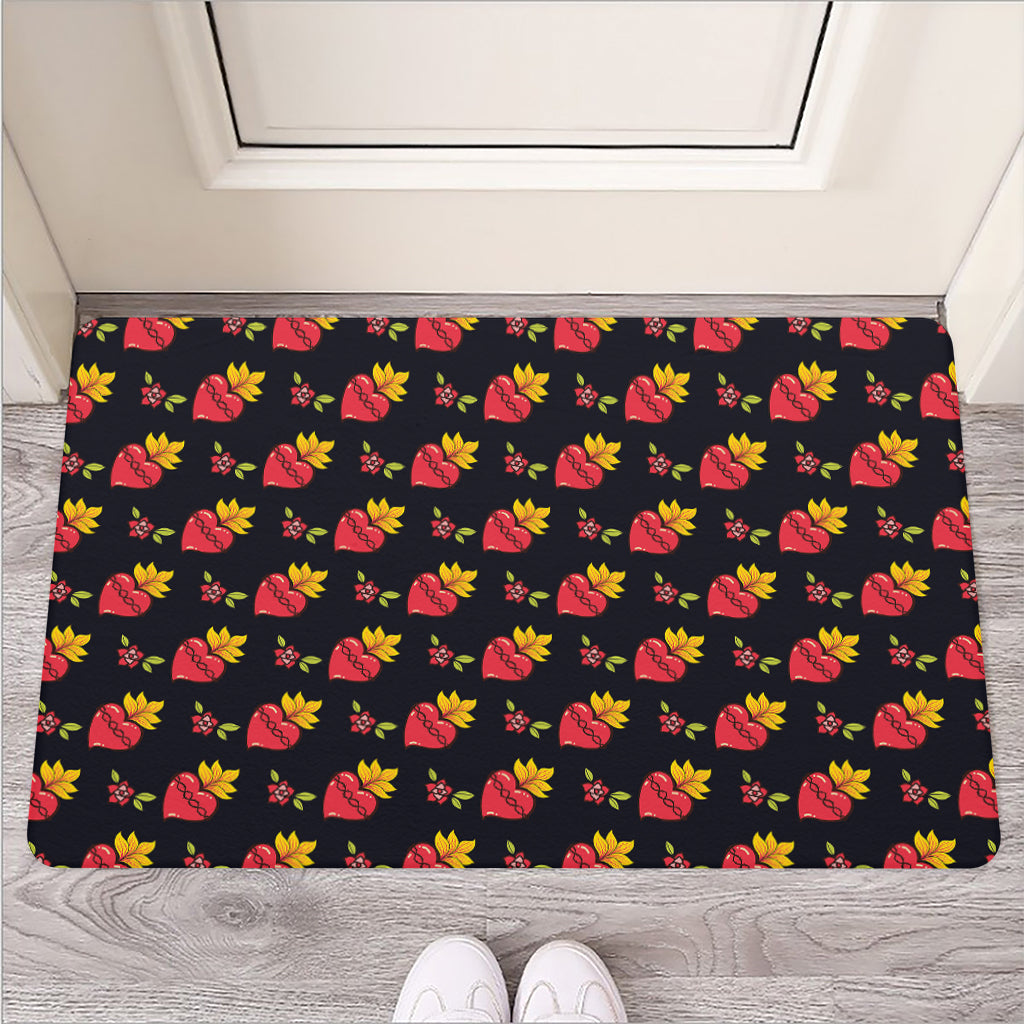 Sacred Heart Pattern Print Rubber Doormat