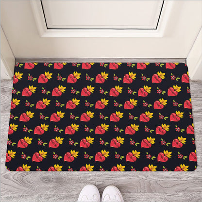 Sacred Heart Pattern Print Rubber Doormat