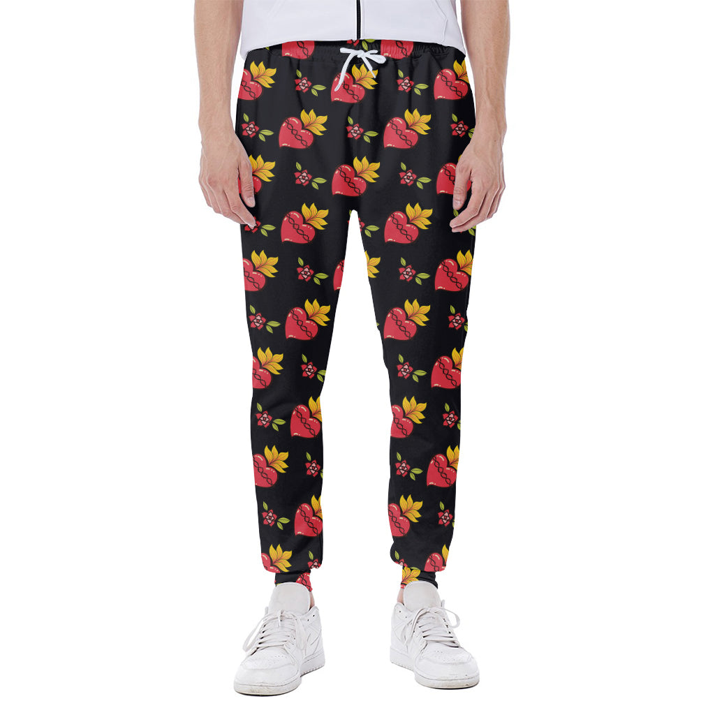 Sacred Heart Pattern Print Scuba Joggers