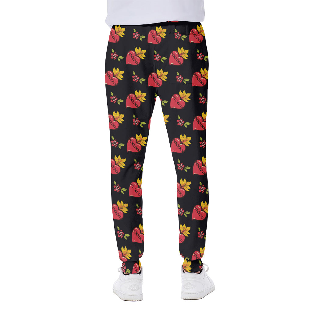 Sacred Heart Pattern Print Scuba Joggers