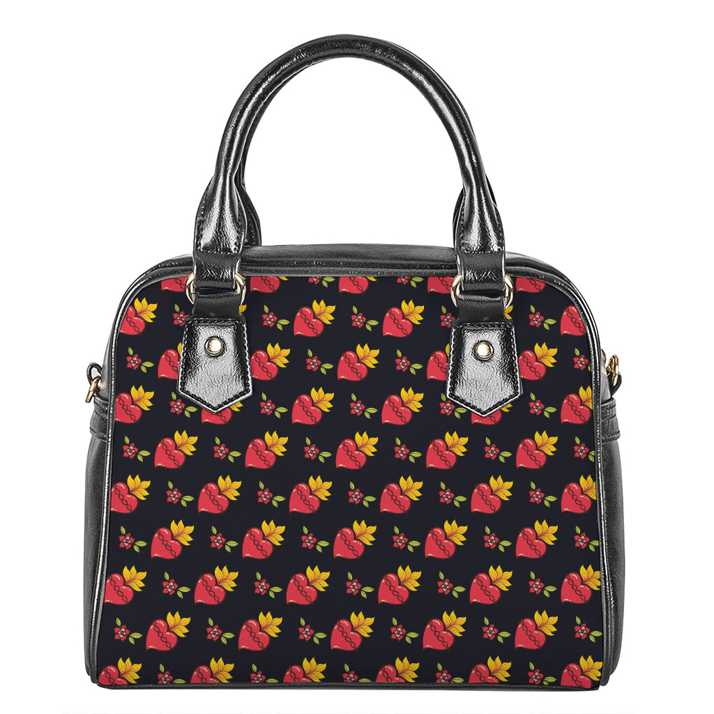 Sacred Heart Pattern Print Shoulder Handbag