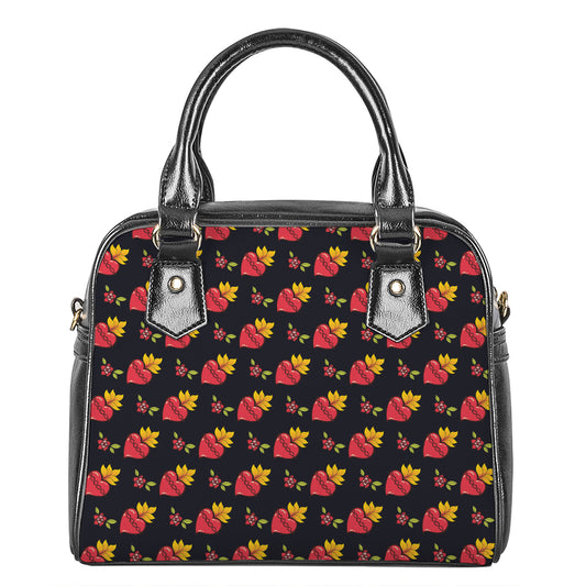 Sacred Heart Pattern Print Shoulder Handbag