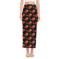 Sacred Heart Pattern Print Side Slit Maxi Skirt
