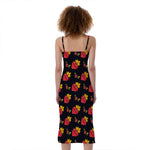 Sacred Heart Pattern Print Slim Fit Midi Cami Dress
