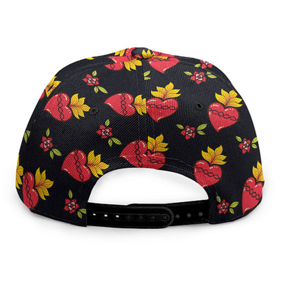 Sacred Heart Pattern Print Snapback Cap