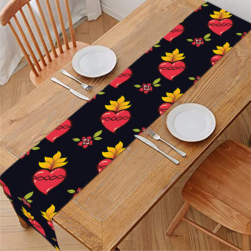Sacred Heart Pattern Print Table Runner