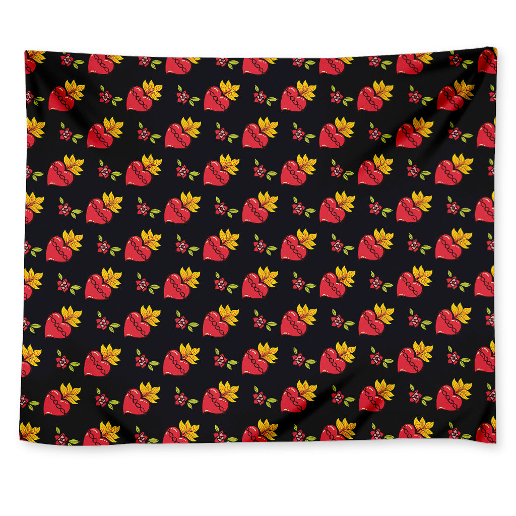 Sacred Heart Pattern Print Tapestry