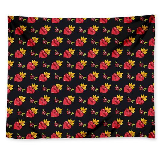 Sacred Heart Pattern Print Tapestry