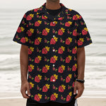 Sacred Heart Pattern Print Textured Short Sleeve Shirt