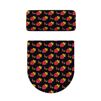 Sacred Heart Pattern Print Toilet Lid And Tank Cover Set