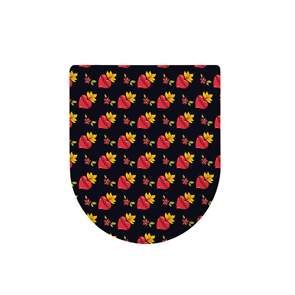 Sacred Heart Pattern Print Toilet Lid Cover