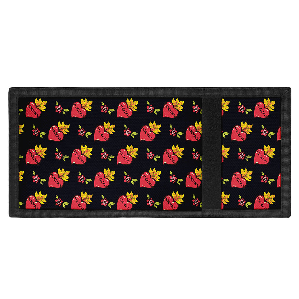 Sacred Heart Pattern Print Trifold Wallet
