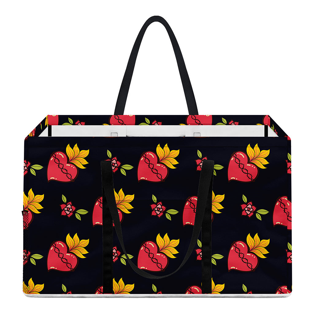 Sacred Heart Pattern Print Utility Tote Bag
