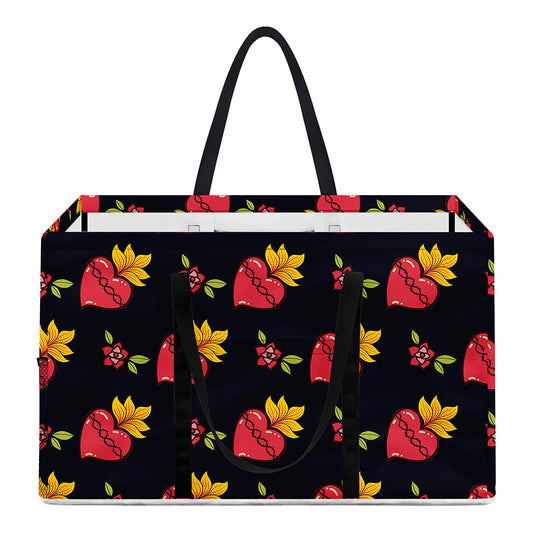 Sacred Heart Pattern Print Utility Tote Bag