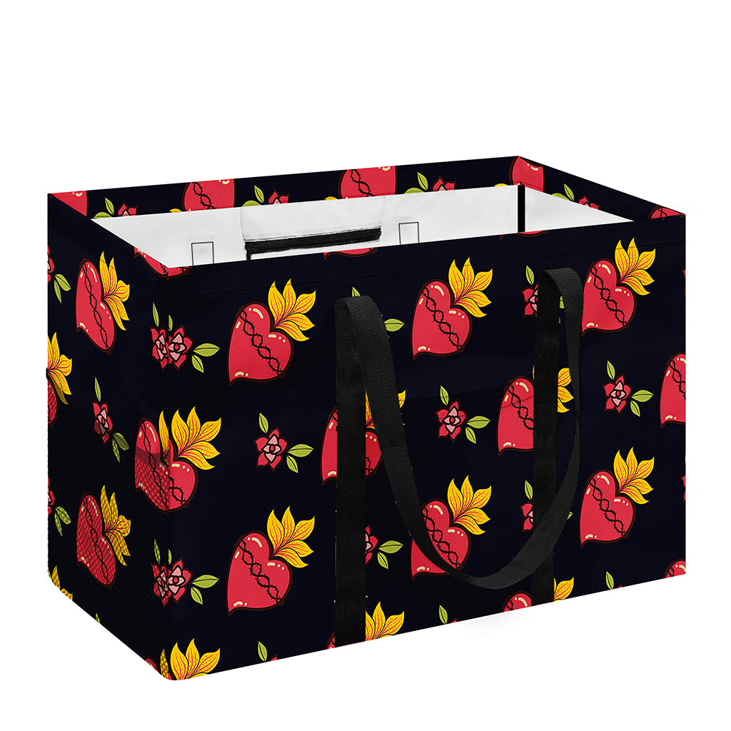 Sacred Heart Pattern Print Utility Tote Bag