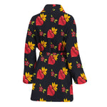 Sacred Heart Pattern Print Women's Bathrobe