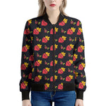Sacred Heart Pattern Print Women's Bomber Jacket