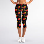 Sacred Heart Pattern Print Women's Capri Leggings
