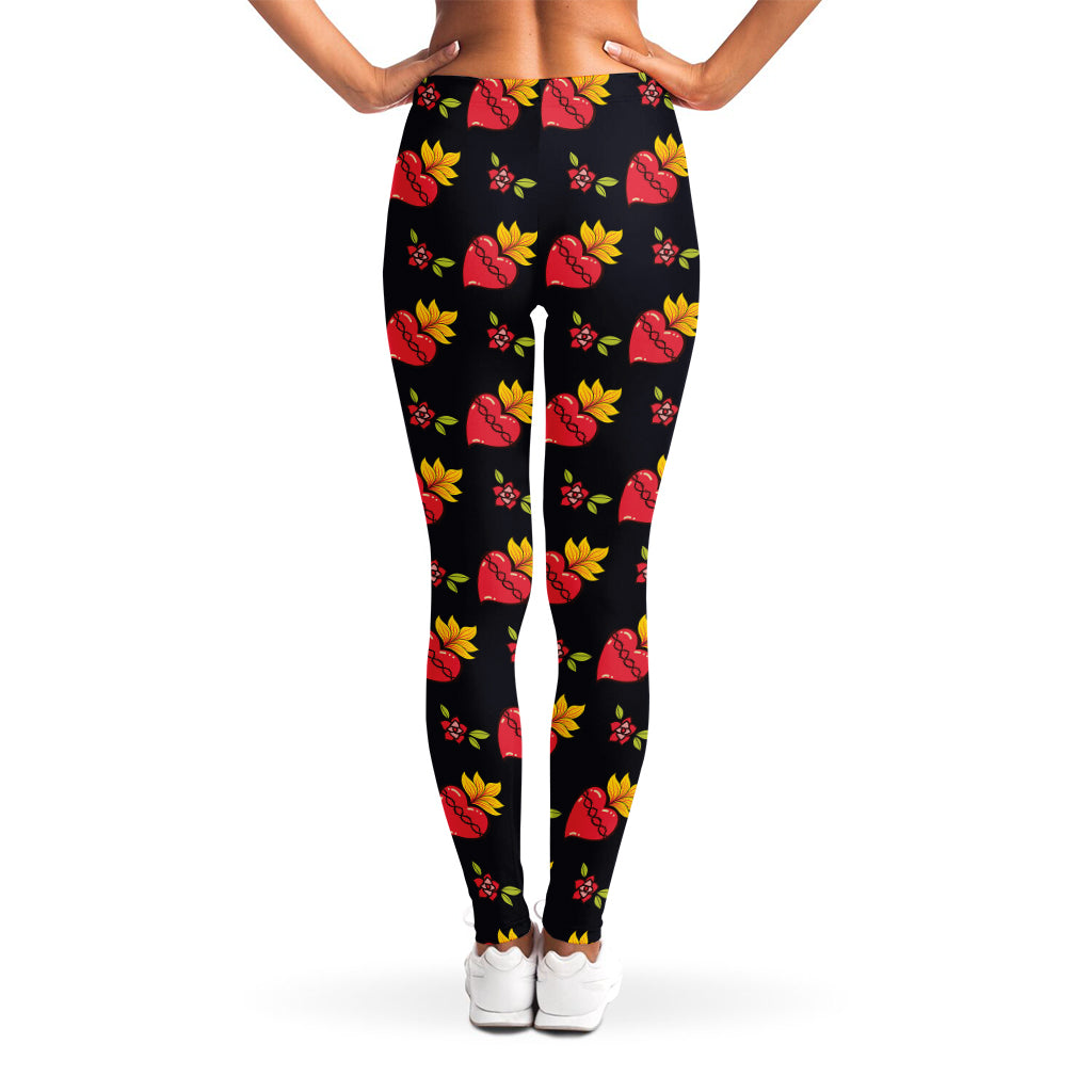 Sacred Heart Pattern Print Women's Leggings