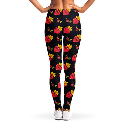 Sacred Heart Pattern Print Women's Leggings