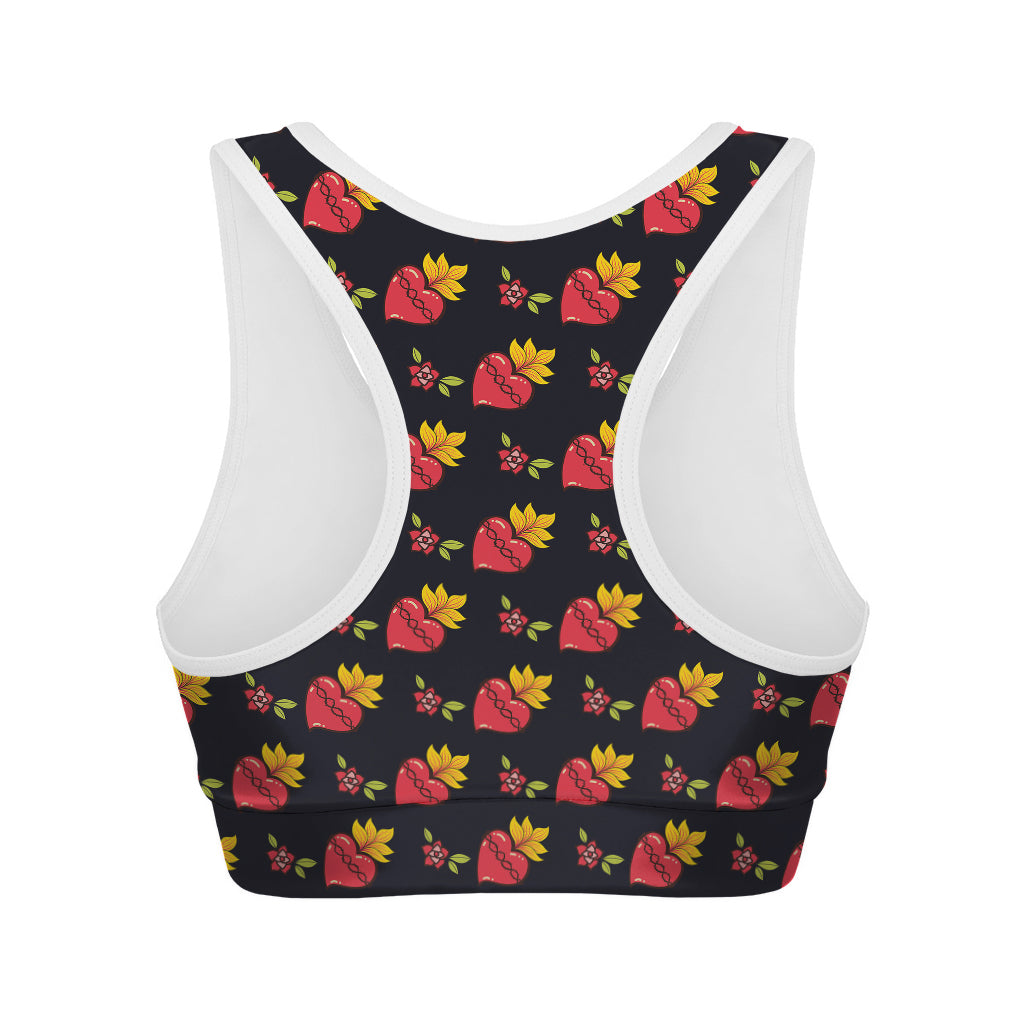 Sacred Heart Pattern Print Women's Sports Bra – GearFrost