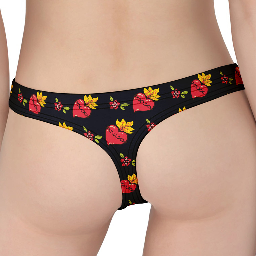 Sacred Heart Pattern Print Women's Thong