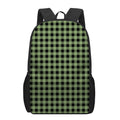Sage Green Buffalo Check Pattern Print 17 Inch Backpack