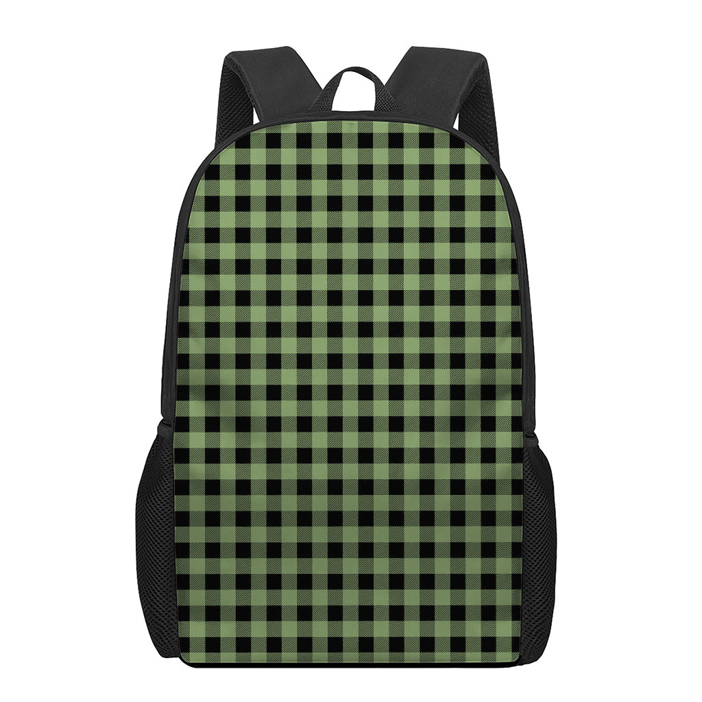 Sage Green Buffalo Check Pattern Print 17 Inch Backpack
