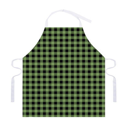 Sage Green Buffalo Check Pattern Print Adjustable Apron