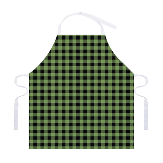 Sage Green Buffalo Check Pattern Print Adjustable Apron
