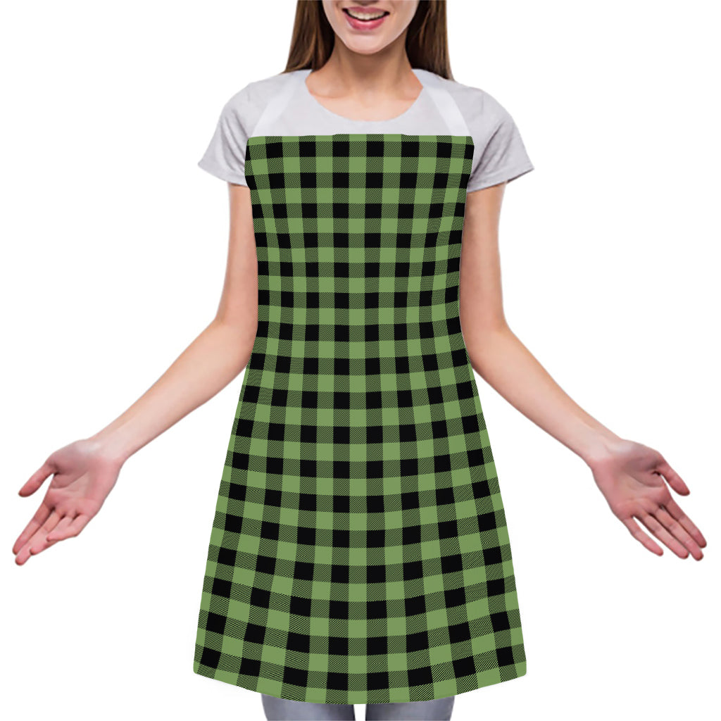 Sage Green Buffalo Check Pattern Print Adjustable Apron