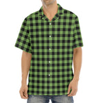 Sage Green Buffalo Check Pattern Print Aloha Shirt