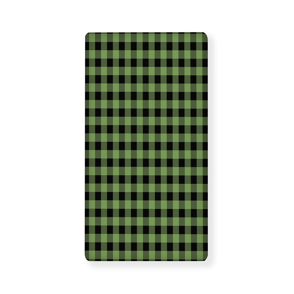 Sage Green Buffalo Check Pattern Print Baby Crib Sheet