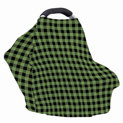 Sage Green Buffalo Check Pattern Print Baby Seat Cover