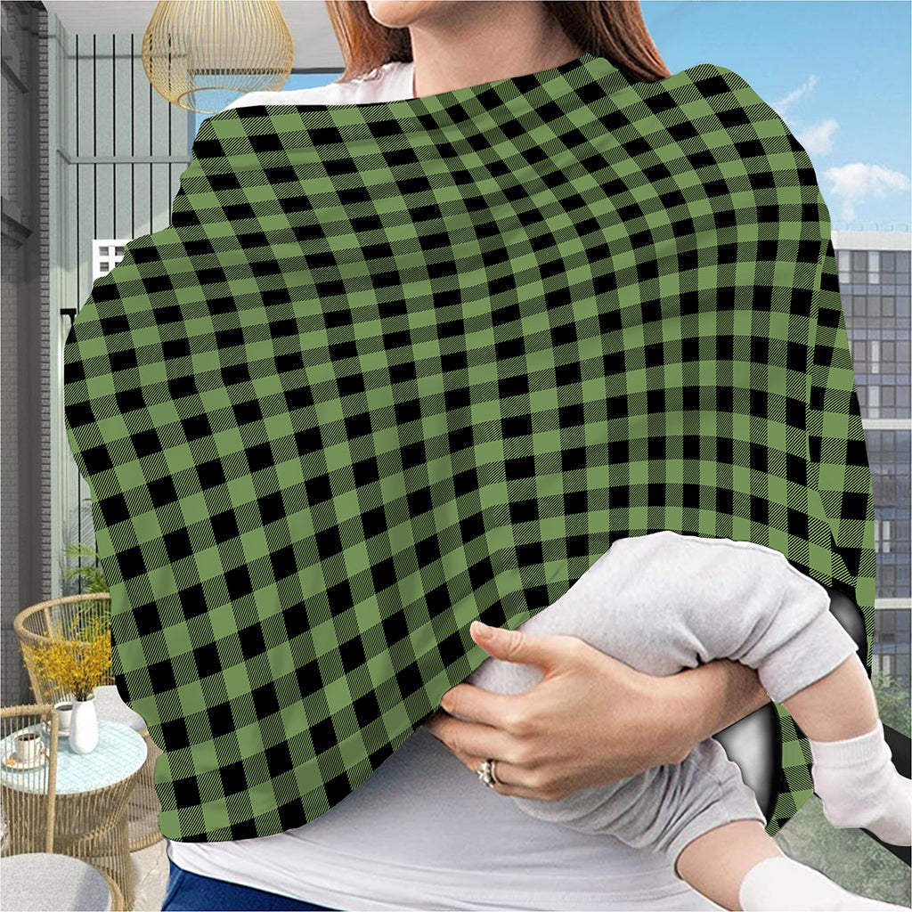 Sage Green Buffalo Check Pattern Print Baby Seat Cover