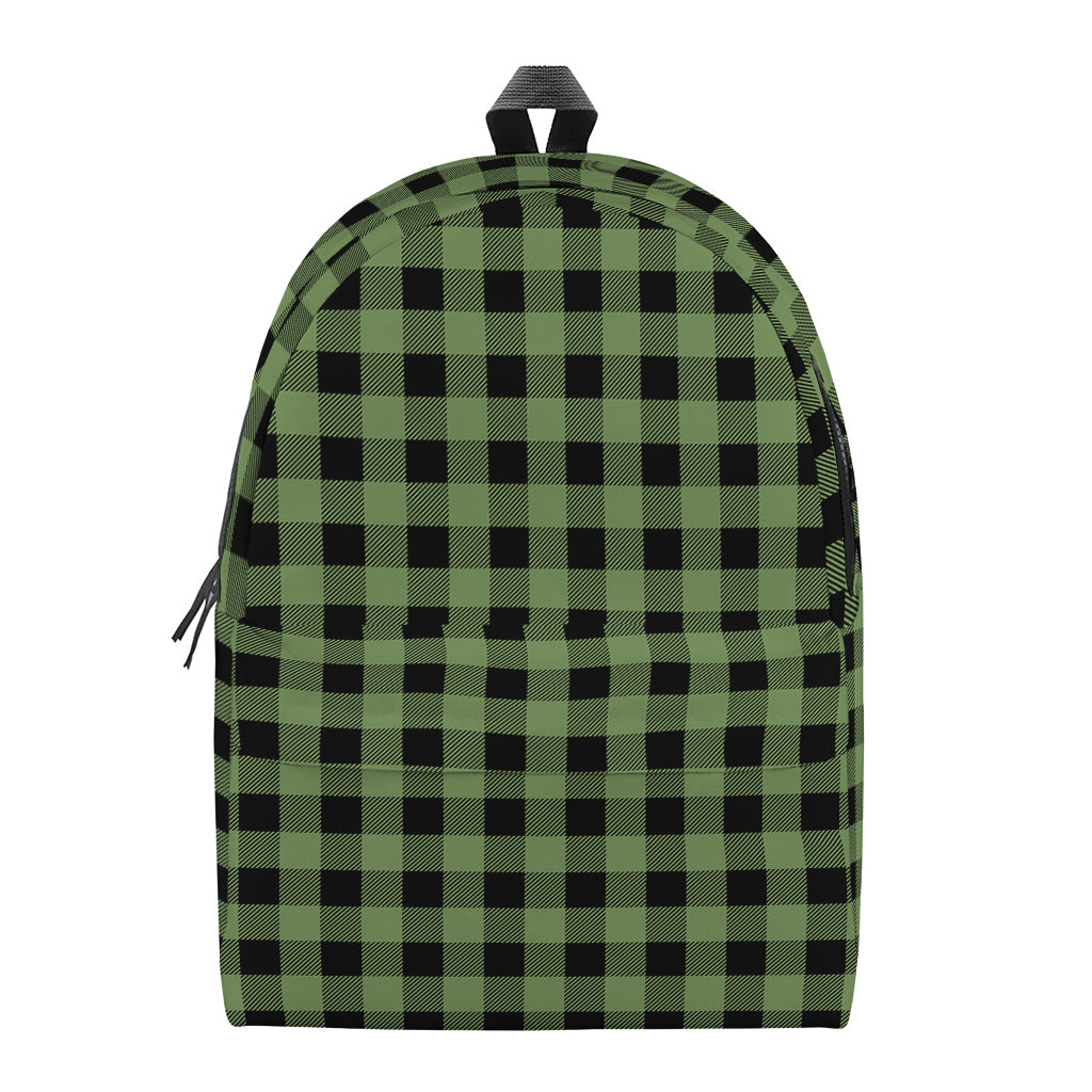 Sage Green Buffalo Check Pattern Print Backpack